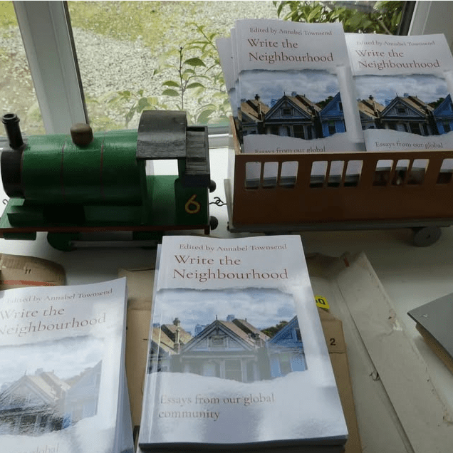 The first UK print run of Write the Neighbourhood arrive by train to the Welsh border....