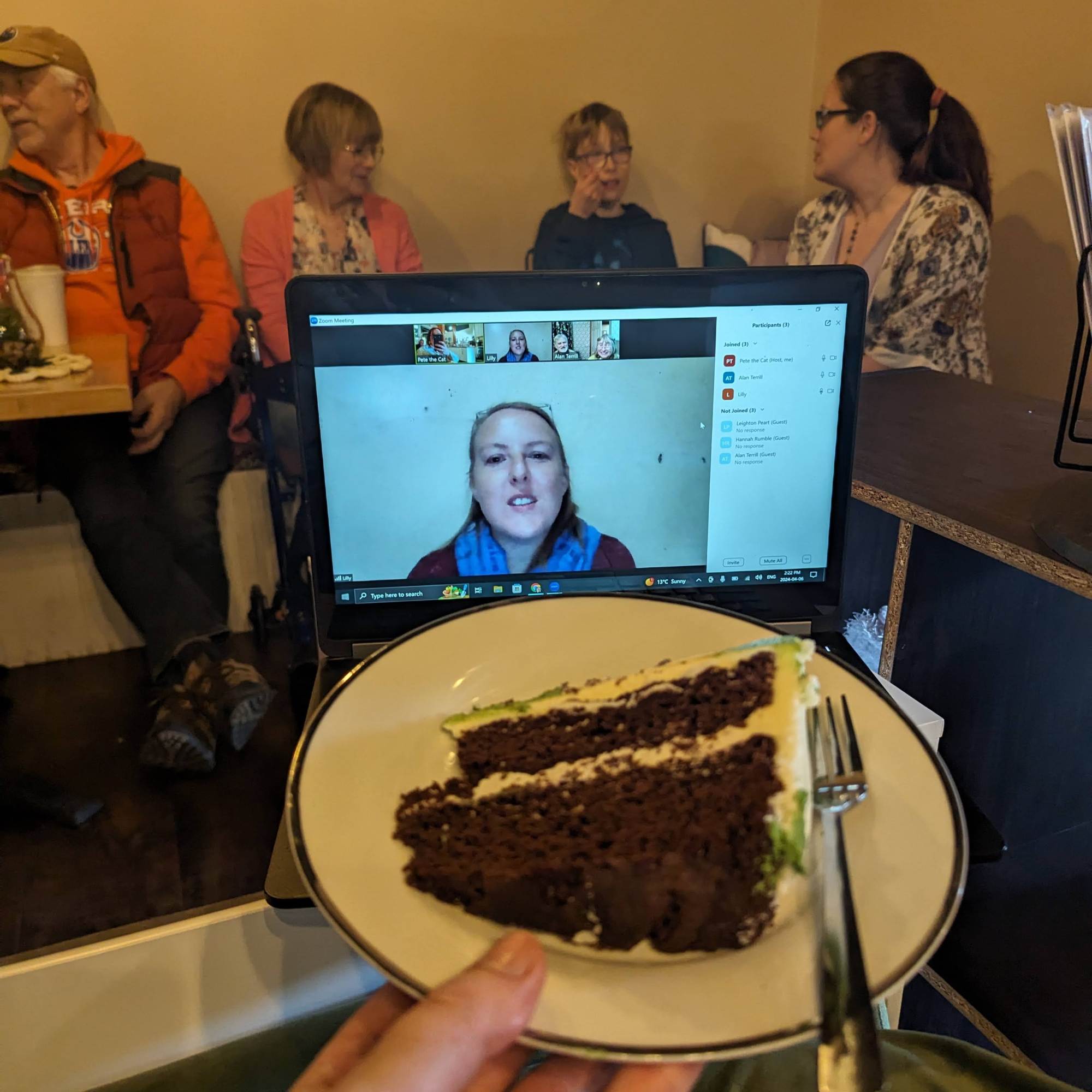 We always try to serve cake for book launches. Sadly we cannot send it via Zoom to South Africa.