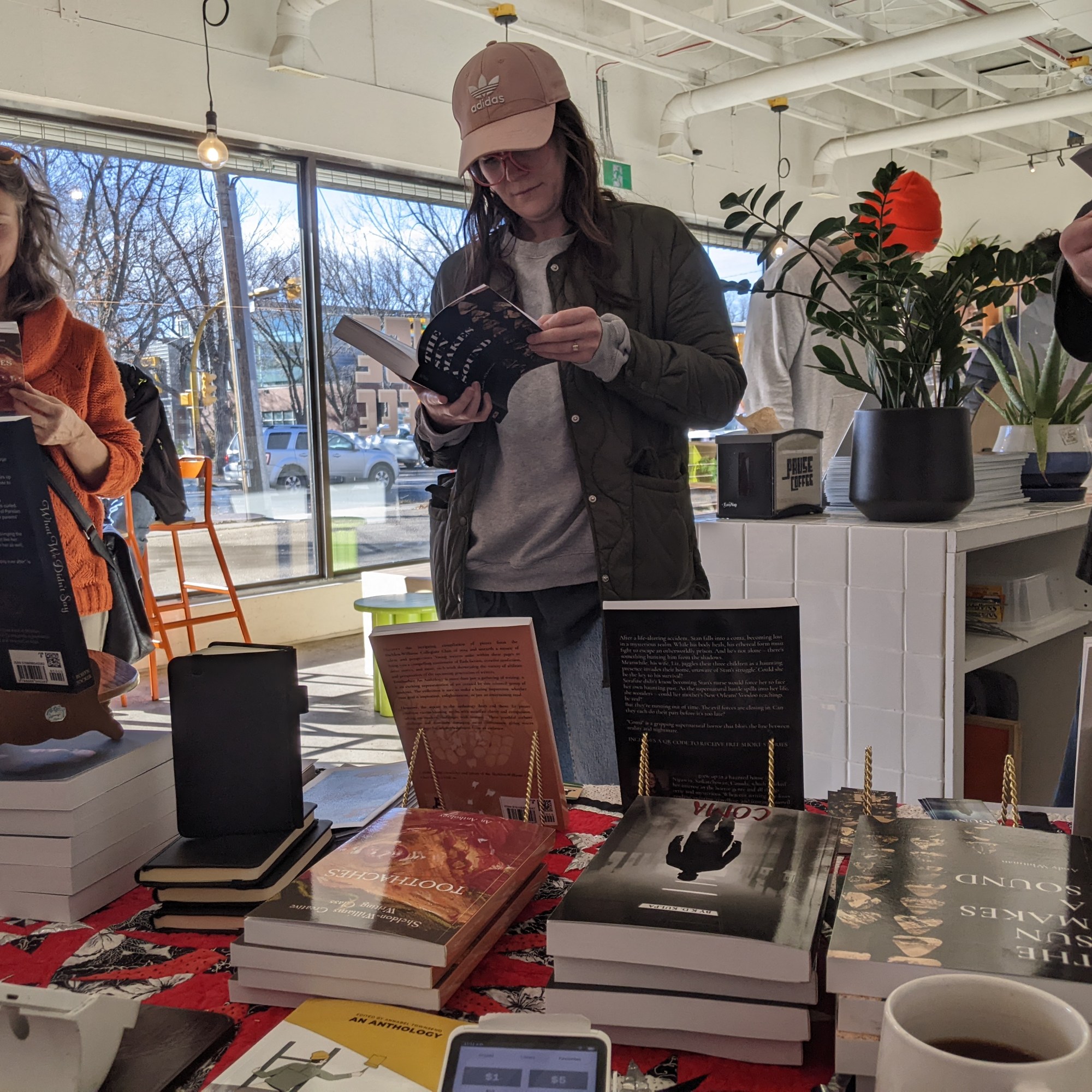 Our first pop up book sale (as in, we popped up in a coffee shop. I don't think there were any pop up books.)